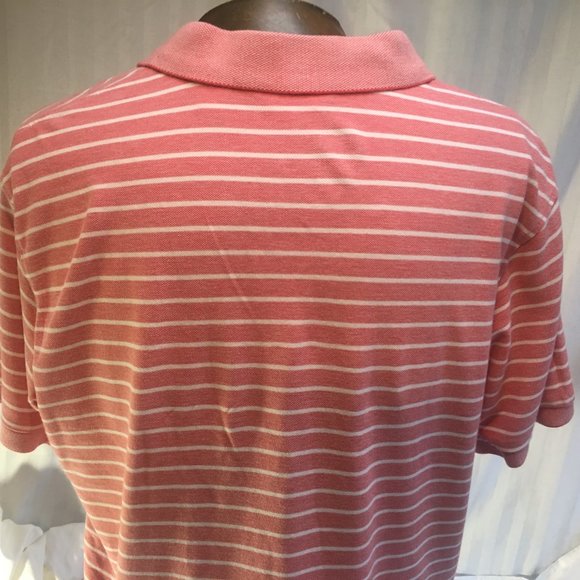 Izod Polo Shirt Mens XL Golf PInk White Stripe Short Sleeve Logo 100% Cotton - Picture 6 of 16